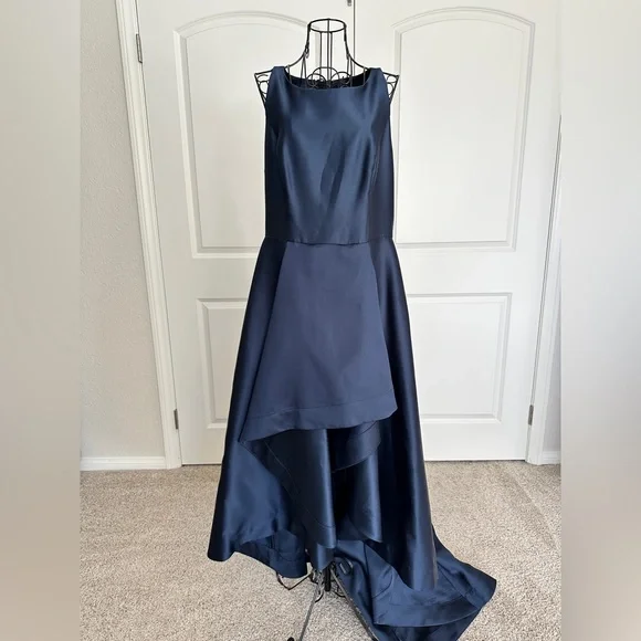 Adrianna Papell Midnight Blue High Low Formal Dress - Picture 3 of 10